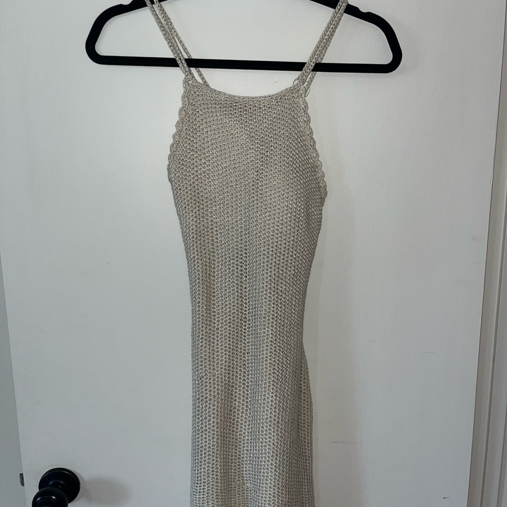 Open Back Cream Knit Dress